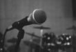 black and grey microphone on stand