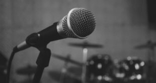 black and grey microphone on stand